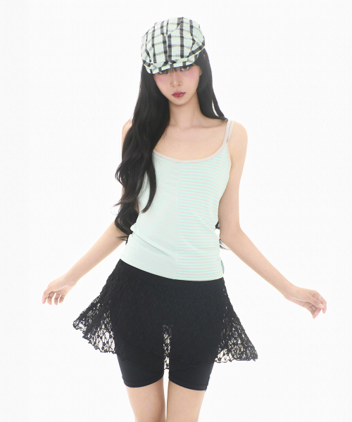 LACE LAYER WRAP SKORT BLACK
