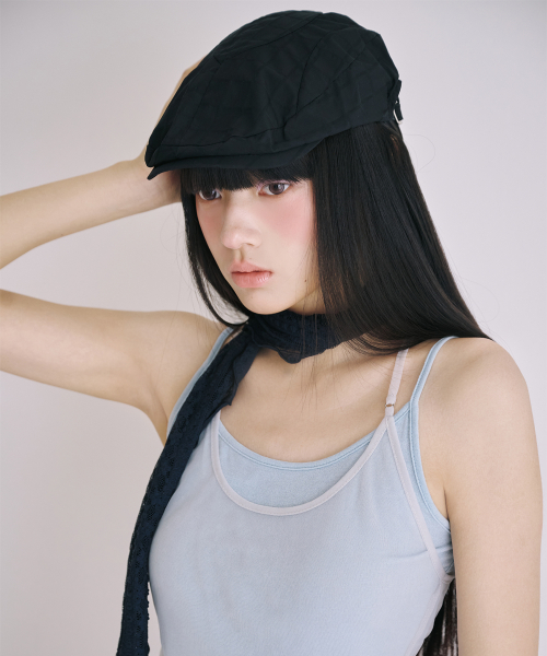 CHECK NEWSBOY CAP BLACK