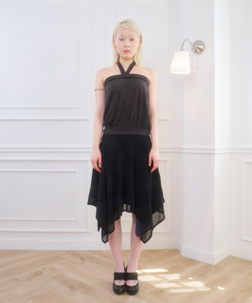 IRIS LOW RISE MIDI SKIRT BLACK