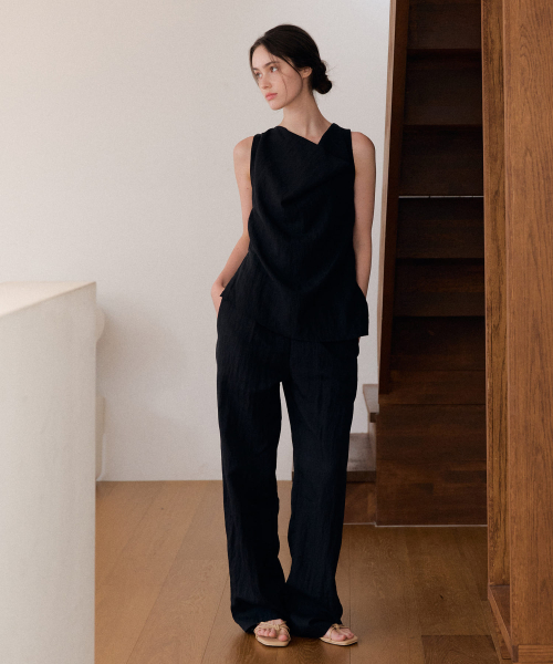 Jenny Soft Drape Blouse&Pants Set-up (Shadow Black)
