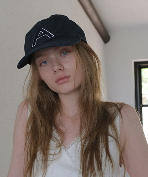 Initial A Pigment Ball Cap - Navy