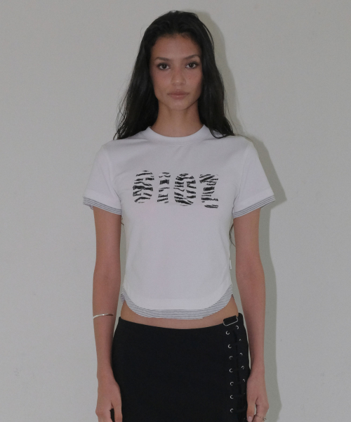 STRIPE LAYERED T-SHIRT [WHITE]