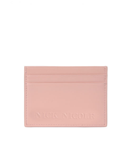 EMBOSSED LEATHER CARD WALLET_PINK
