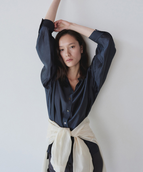 LIGHT VEIL WRAP SHIRT, CHARCOAL