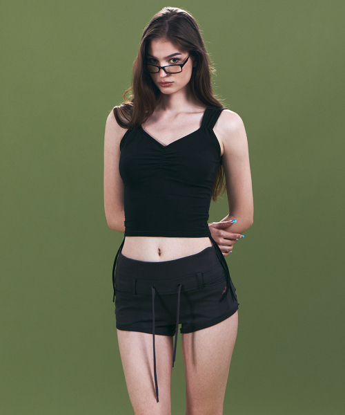 Mov Shirring Sleeveless Top (Black)