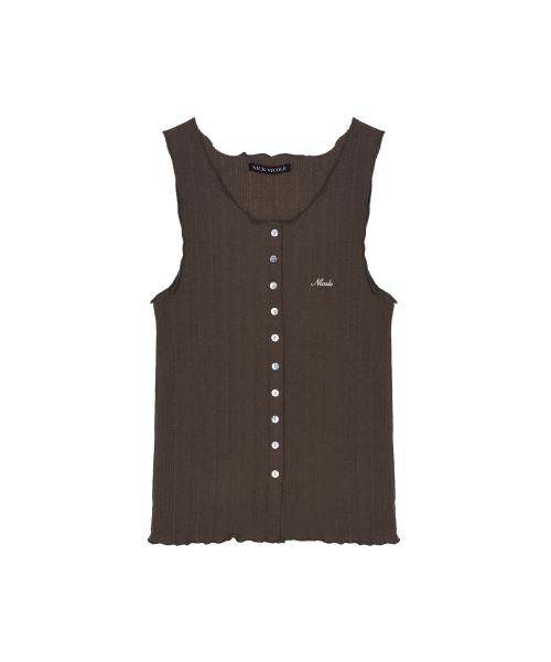 WAVE BUTTON SLEEVELESS TOP_BROWN