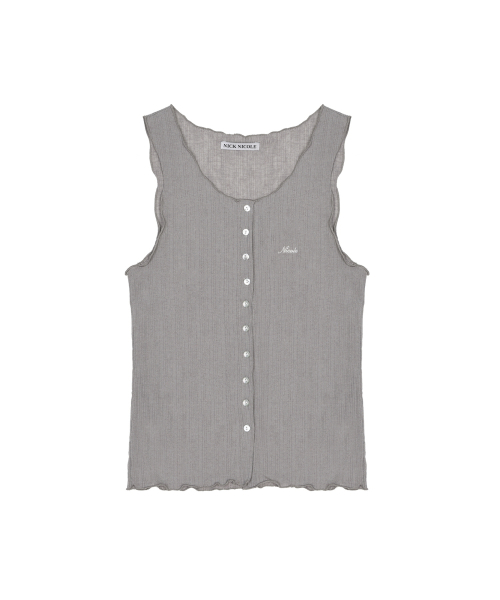 WAVE BUTTON SLEEVELESS TOP_GRAY