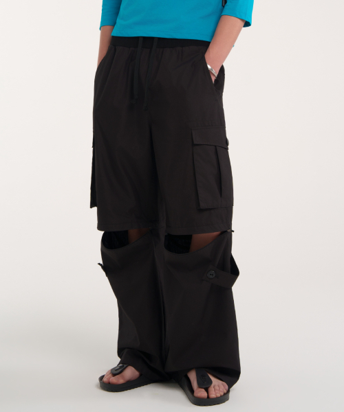 two way Elastic-waist pants (black)