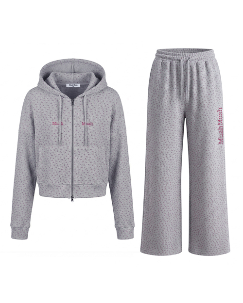 [SET] WAFFLE TRAINING HOOD ZIPUP PANTS SET UP [GRAY]