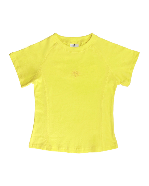 Gelato Applique Raglan Semi-Crop T-Shirt (Yellow)