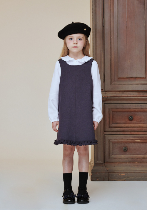 BA14ZS01CG 그레이 체크 점퍼스커트 원피스