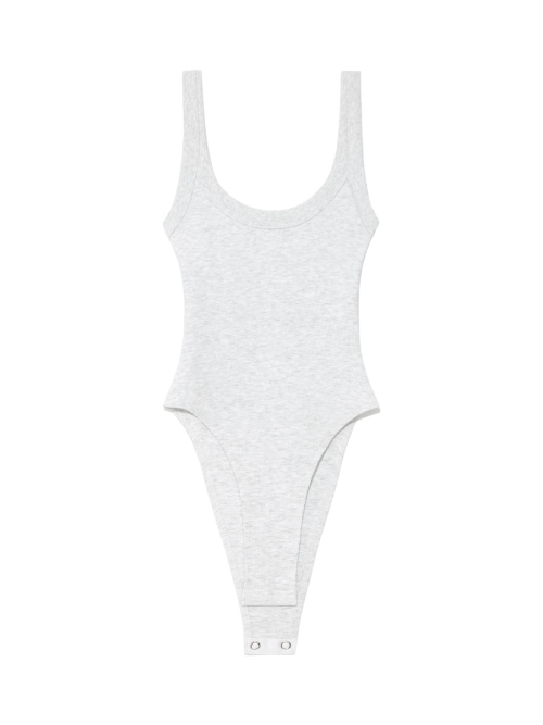 G SCOOP NECK BODYSUIT (WHITE MELANGE)