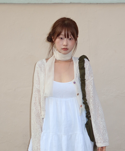 도트 쉬폰 스카프 (ivory)