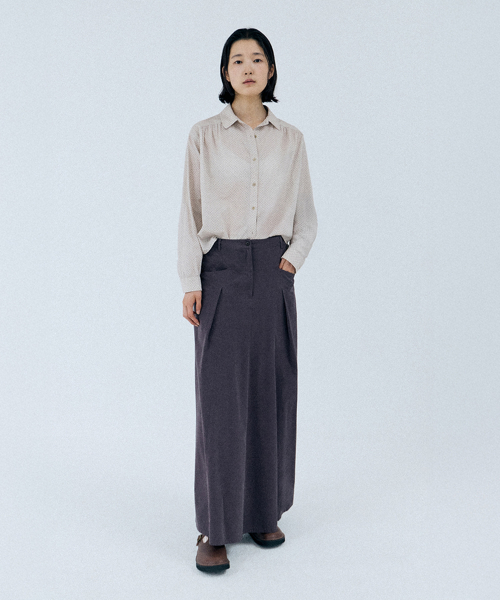 katty pintuck skirt (dark purple)