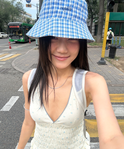 Reversible check bucket hat_2colors