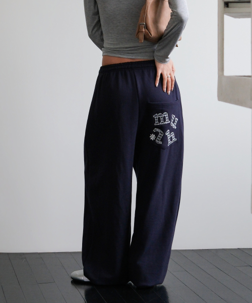 PATCH POCKET WIDE BANDING PANTS [NAVY]