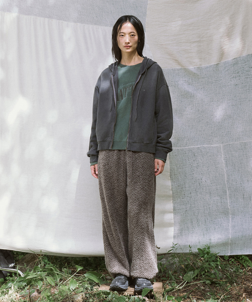 alle fleece hooded zip-up (charcoal)
