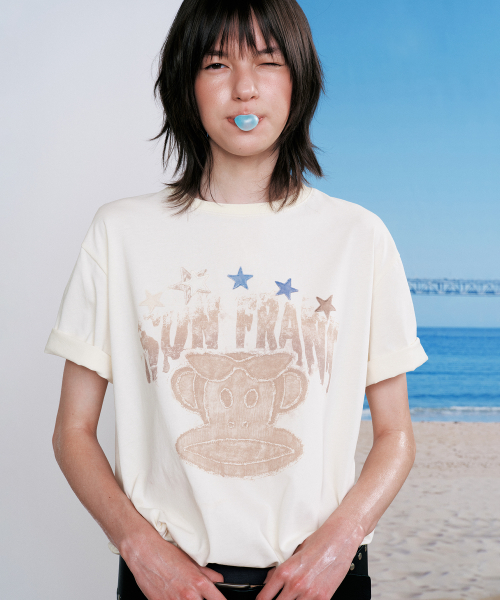SUNBURN X PAUL FRANK OVERFIT T-SHIRT, IVORY