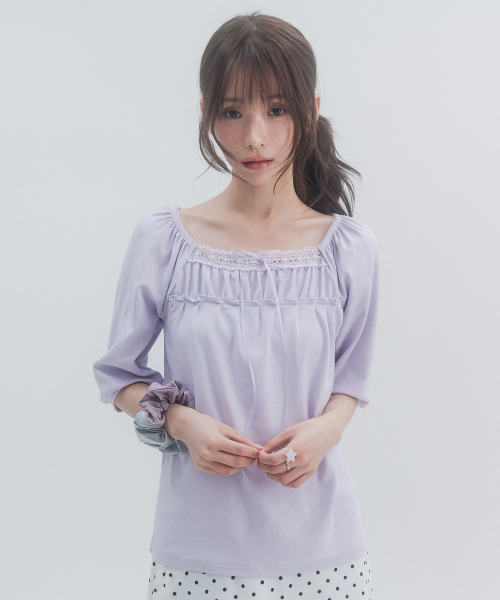 7부 레이스 셔링 슬리브_라이트퍼플