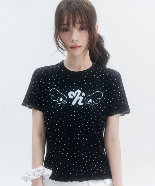 도트 스타 레이스 숏슬리브_블랙