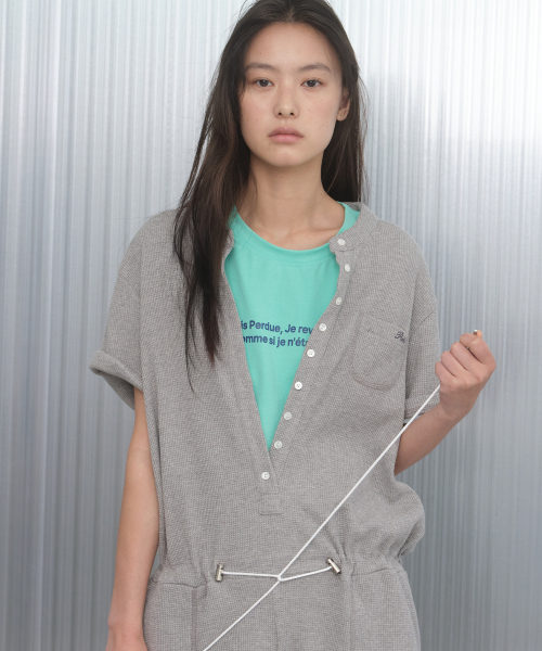 WAFFLE ROMPER_melange gray