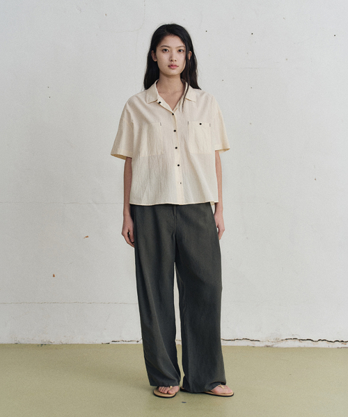 yona button half shirt (2color)
