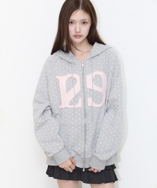MUSINSA | ILLIGO 129 Logo Patch Hooded Zip-Up Snow Dot