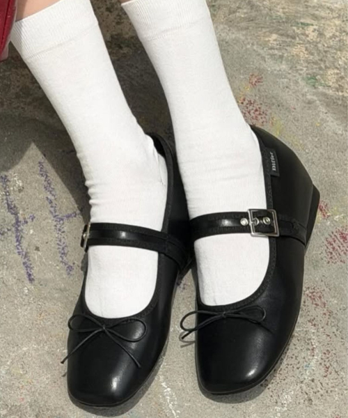 벨린 스퀘어 리본 메리제인 5CM [레더]