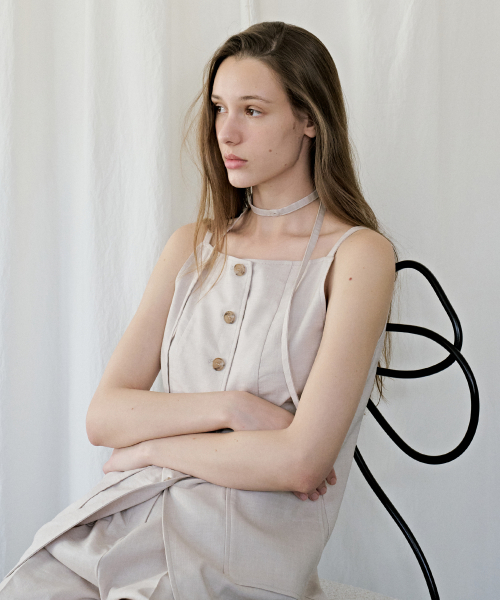 Sable Linen Vest Beige