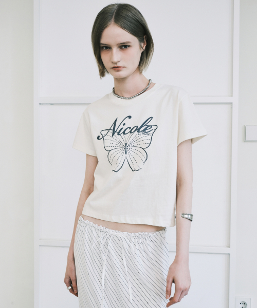 NICOLE BUTTERFLY CROP TOP_CREAM CHARCOAL