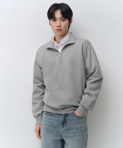 쿼터 집 스웨트셔츠 [미디엄 그레이]