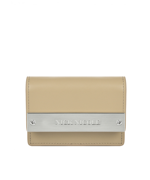 CRYSTAL ACCORDION WALLET_SKIN BEIGE