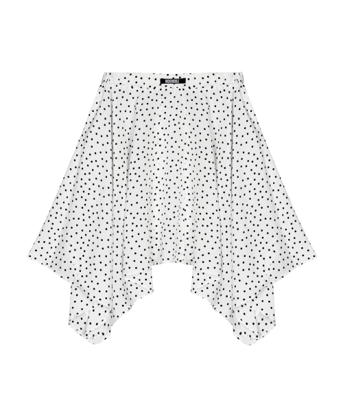 ELASTIC WAIST SATIN DOT SKIRT_IVORY