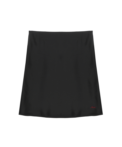 SATIN SLIP SKIRT_BLACK