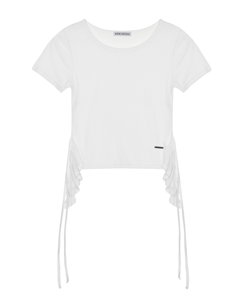 SIDE SHIRRING TIE TOP_IVORY