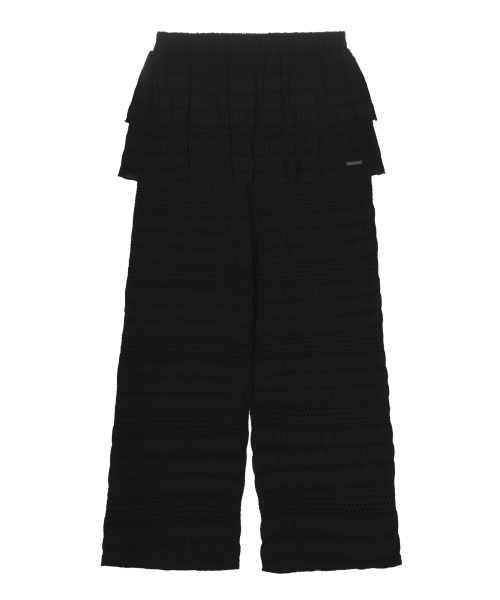LACE RUFFLE SKIRT PANTS_BLACK