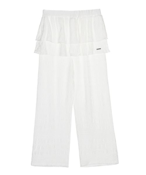 LACE RUFFLE SKIRT PANTS_IVORY