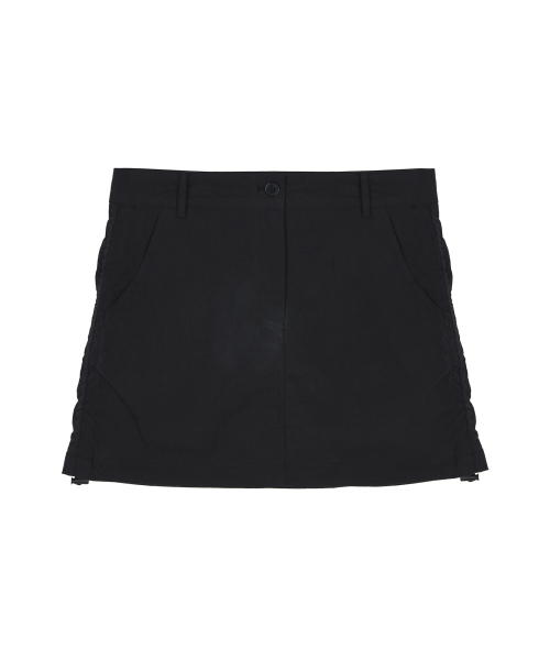 NICOLE SHIRRING MINI SKIRT_BLACK