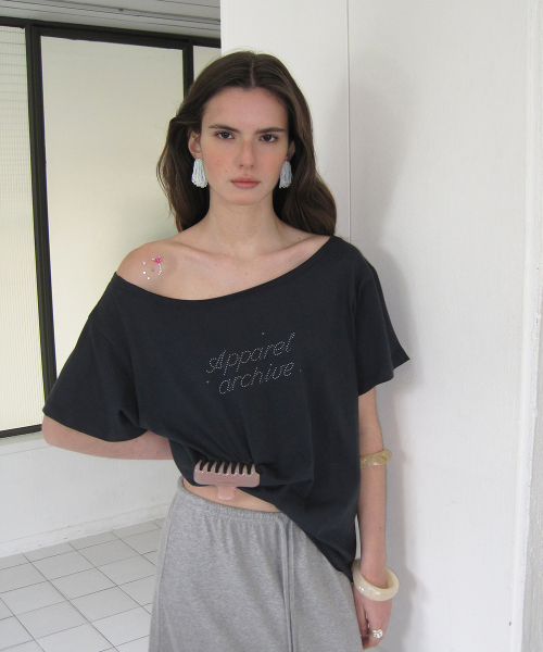 Nova off-shoulder t-shirt - Navy