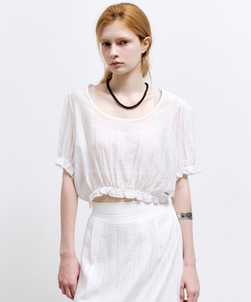PIN STRIPE PUFF BLOUSE_IVORY