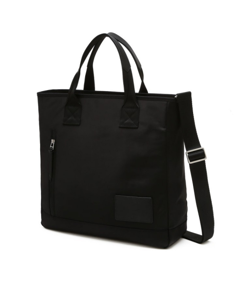 가죽패치 음각로고 블랙 나일론 토트백 JUBA6F550BK