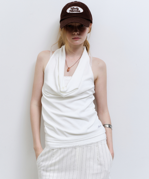LAYERD DRAPE HALTER TOP_IVORY