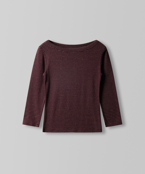 Dew Boat Stripe Tee_Wine