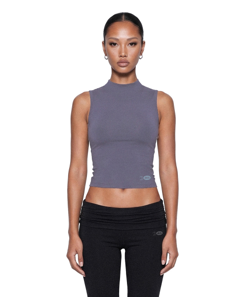 Everyday Mock-Neck Tank - Charcoal