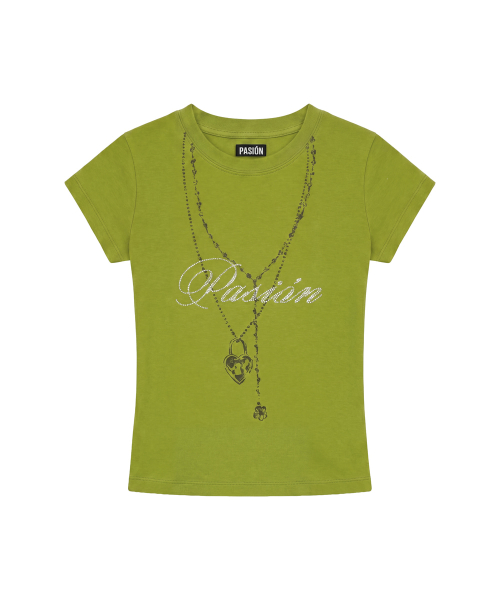 Luv Chain Glitter Tee_Olive