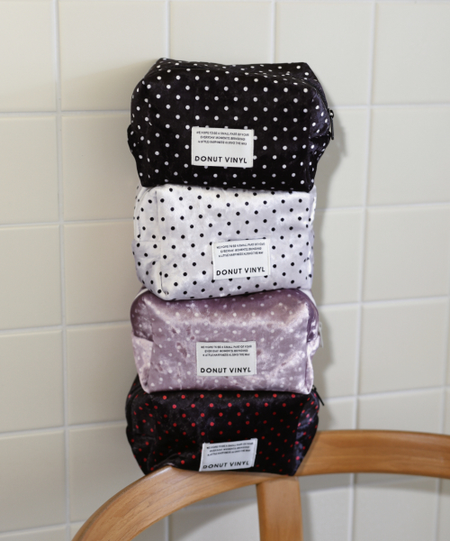 dot velvet cube pouch (4colors)