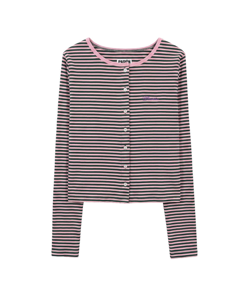 슈가 스트라이프 가디건_그린&퍼플 Sugar Stripe Cardigan_Green-Purple