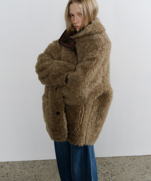 [사이즈추가]Molly Reversible Shearling Coat_Dark Brown