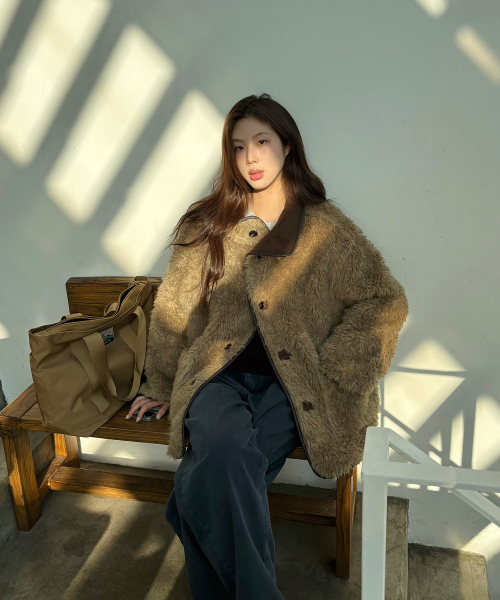 [사이즈추가]Molly Reversible Shearling Coat_Dark Brown
