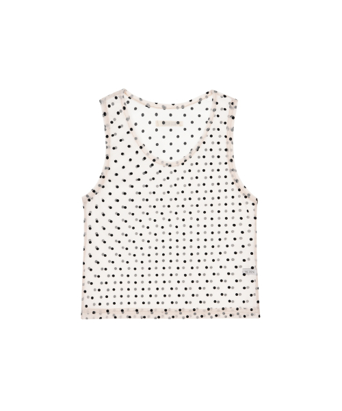 DOTS SHEER SLEEVELESS TOP_BEIGE
